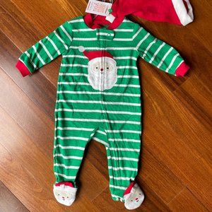 NEW Christmas Santa Sleeper with Feet and Hat - 3 months